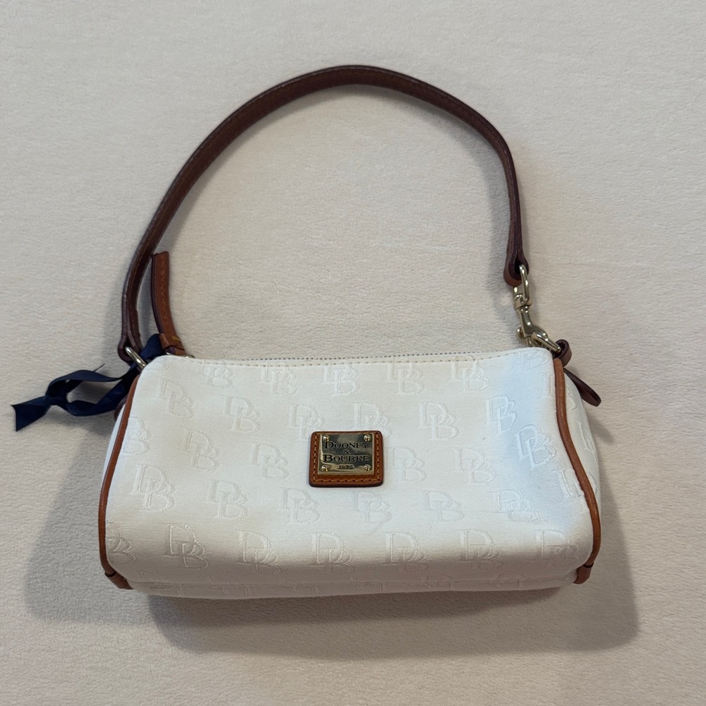 Dooney & Bourke White and Tan Shoulder Bag